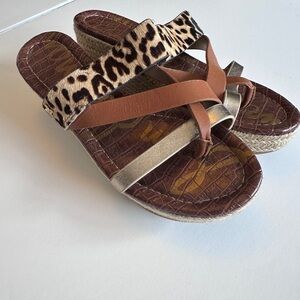 Sam Edelman Brown Croc-Embossed Sandals